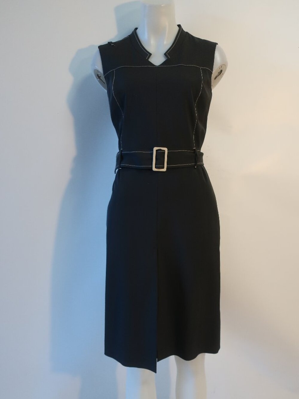 Womens Shin Choi Black (Item-40) Vintage Front Pleat Sheath Dress 6